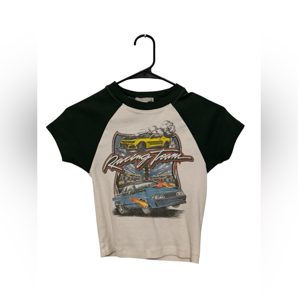 Tilly's Green and White Short Sleeve Tee